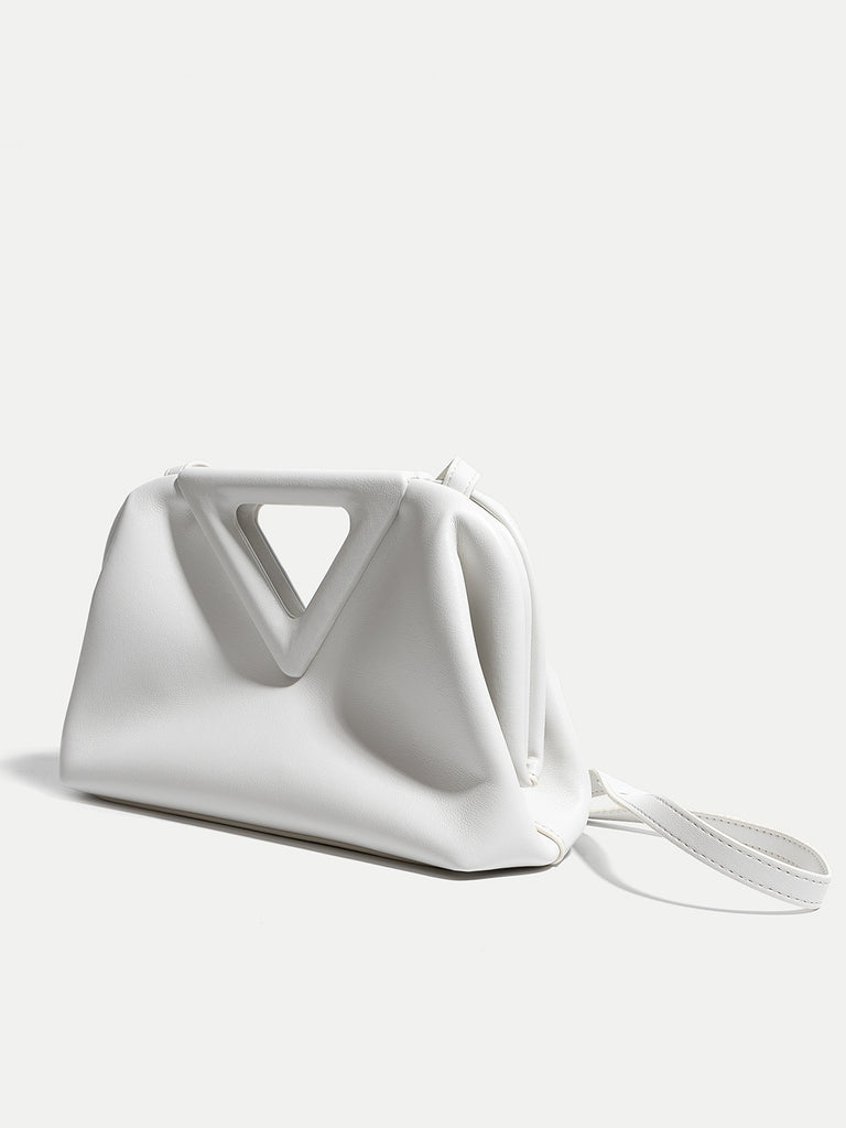 Women's Point Small Leather Shoulder Bag Triangle Handle Pouch - POPBAE