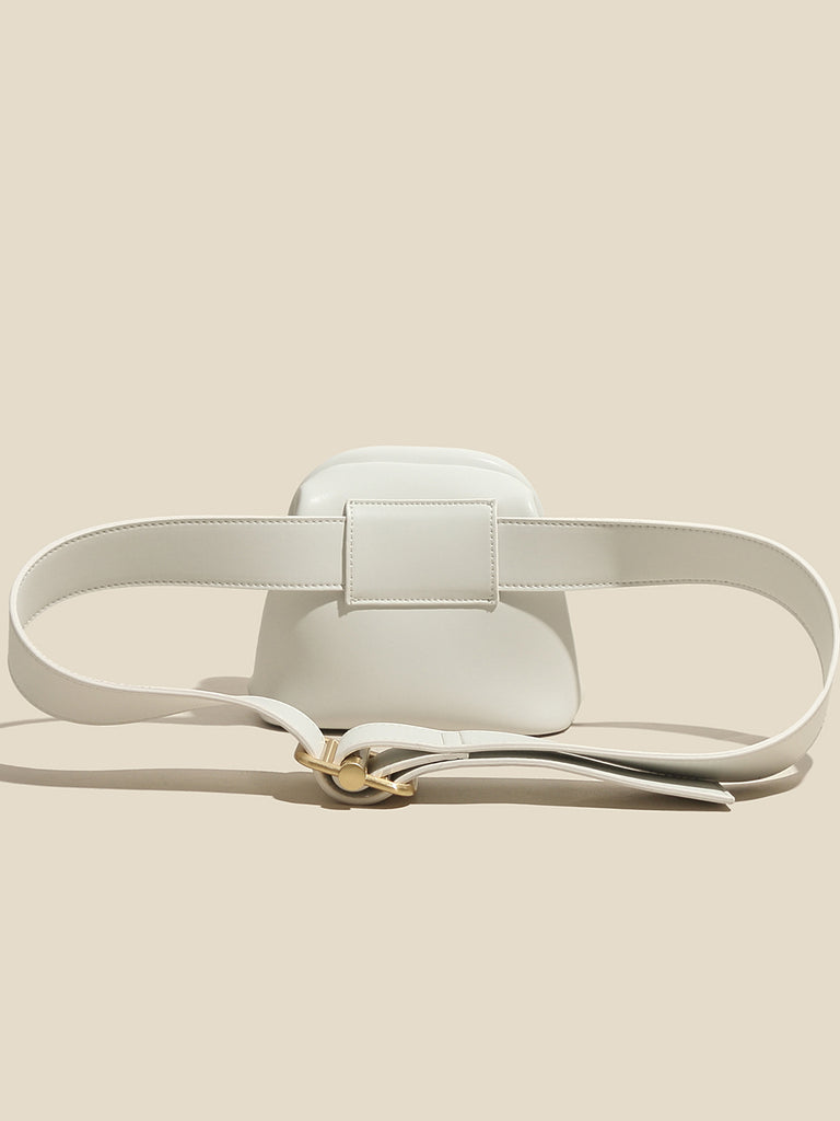 Women's Mini Brot Bag Leather Fanny Pack Clasp Closure Belt Bag - POPBAE