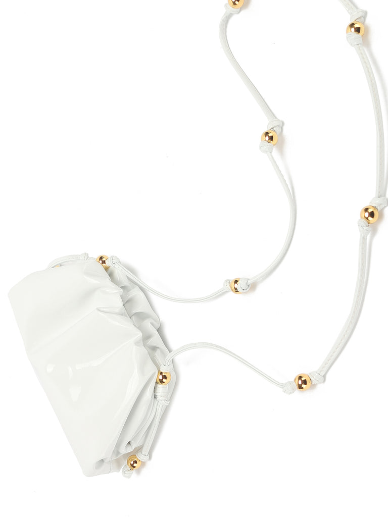 Women's Mini Cloud Pouch Ruched Dumpling Bag Patent Leather Clutch - POPBAE