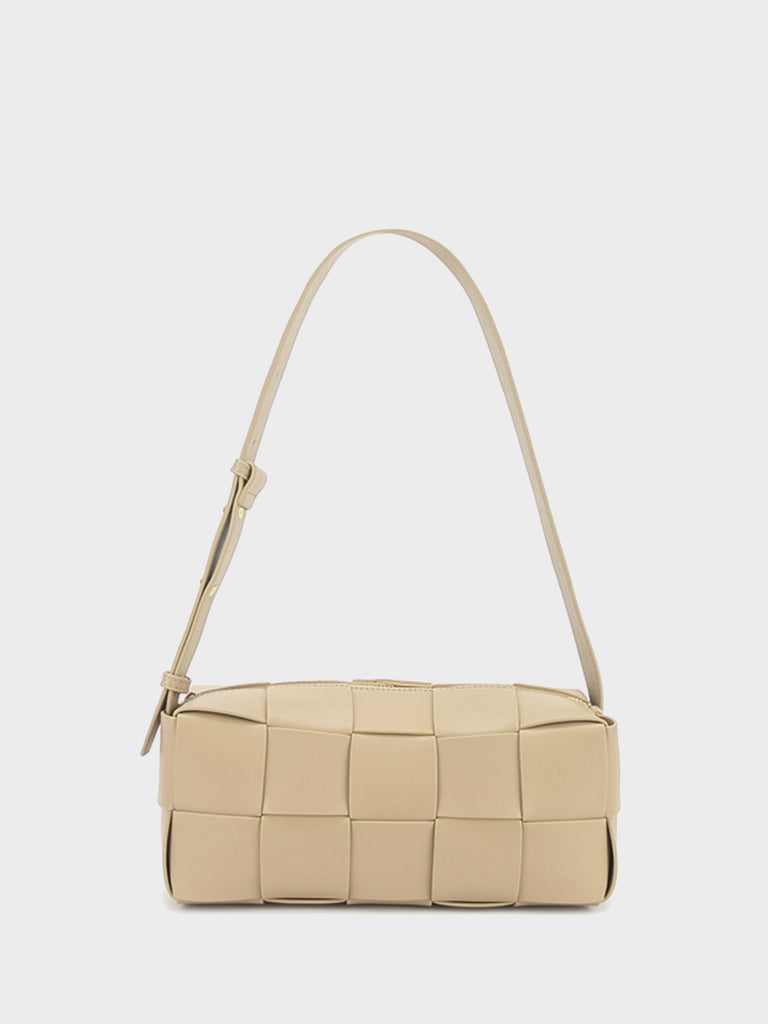 Square Cassette Woven Bag Leather Crossbody Pillow Bag - POPBAE