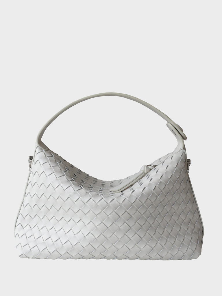 Women's Woven Leather Tote Bag Square Intrecciato Bucket Bag Braiding Shoulder Bag - POPBAE