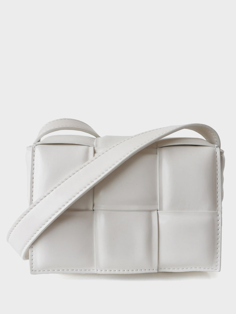 Mini Padded Clutch Bag Cassette Leather Shoulder Bag Woven Square Crossbody Bag - POPBAE