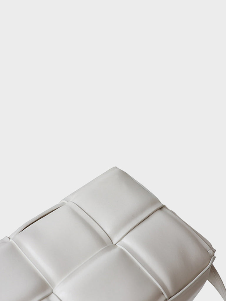 Mini Padded Clutch Bag Cassette Leather Shoulder Bag Woven Square Crossbody Bag - POPBAE
