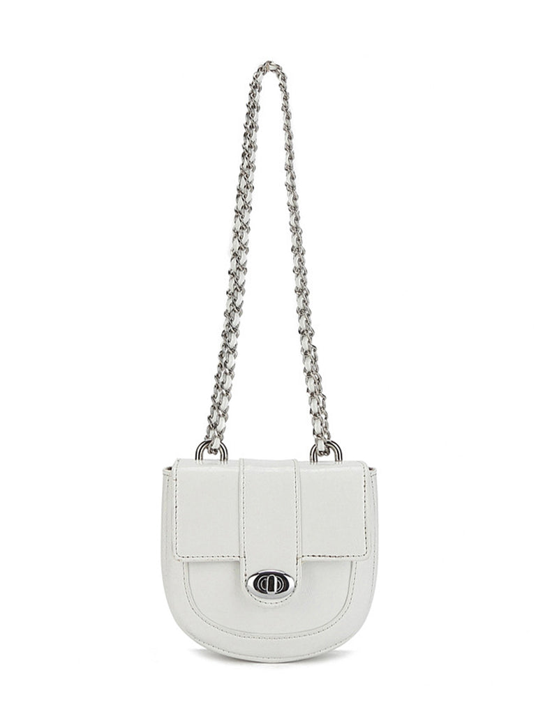 ASOS DESIGN ruched crossed body bag with chain strap in white