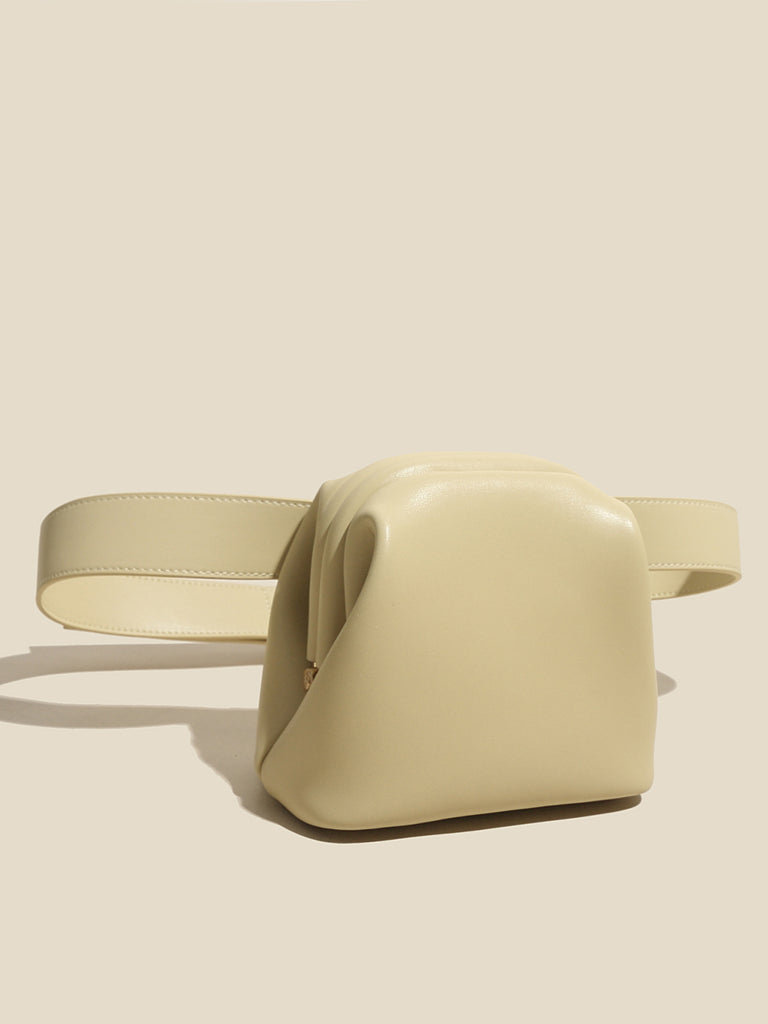 Women's Mini Brot Bag Leather Fanny Pack Clasp Closure Belt Bag - POPBAE