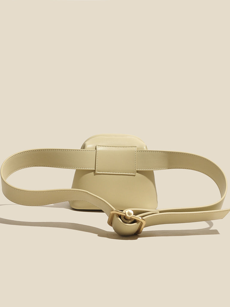 Women's Mini Brot Bag Leather Fanny Pack Clasp Closure Belt Bag - POPBAE