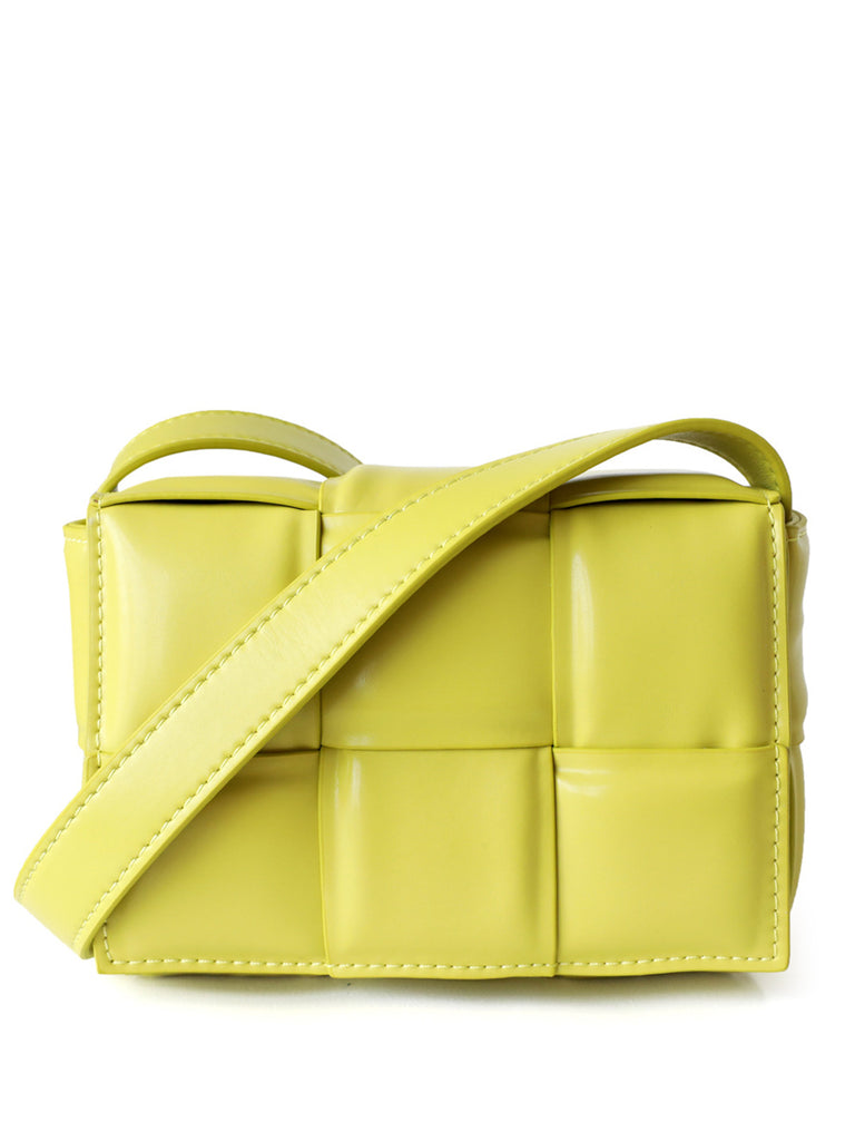 Mini Padded Clutch Bag Cassette Leather Shoulder Bag Woven Square Crossbody Bag - POPBAE